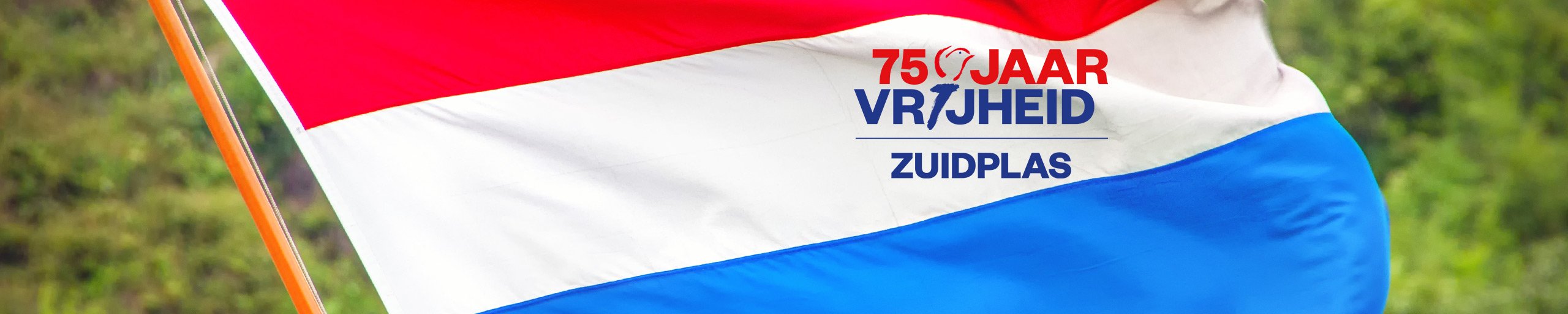 Nederlandse vlag met logo van 75 jaar vrijheid