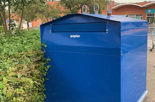 Tijdelijke papier container - Winkelcentrum Reigerhof (Jumbo zijde)